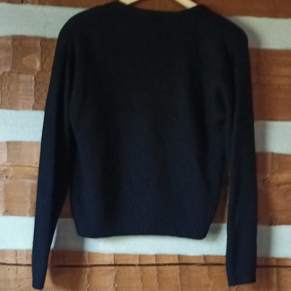 Vintage silk angora lambswool soft beaded 80's black gold M - Picture 7 of 9